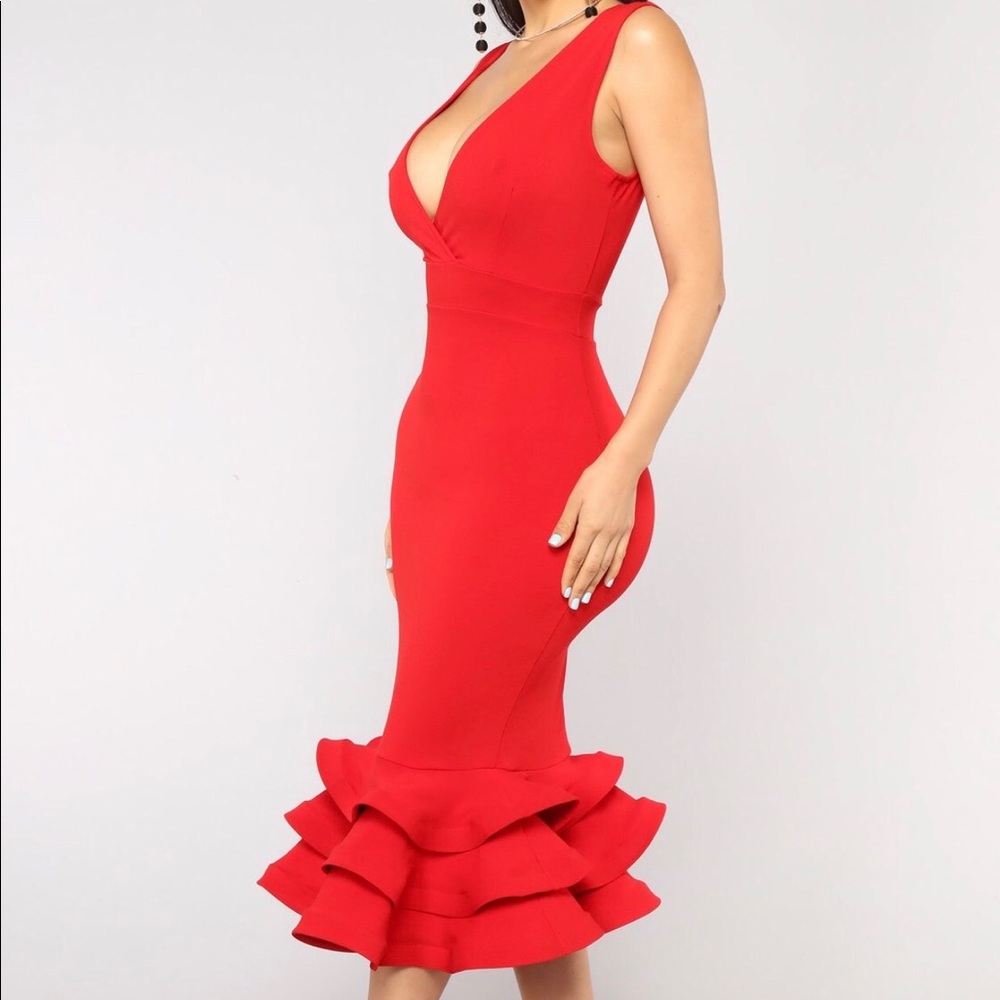 Red Ruffle Dress - Picture 3 of 4